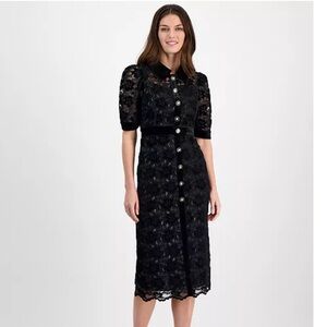 Elegant Black Lace Midi Dress
